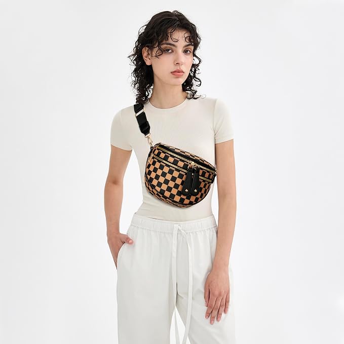 KKXIU Crossbody Bags for Women Vegan Leather Travel Bum Bag | Trendy Fanny Waist Pack | Shoulder Purse with Adjustable Strap
