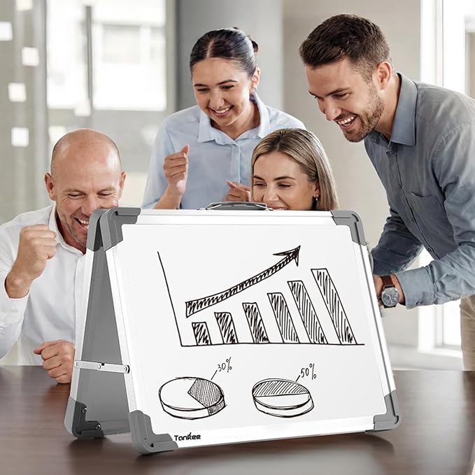 Dry Erase Board 18x24 Double Sided Magnetic Whiteboard with Stand | Portable, Foldable, With Stand, Magnetic, Desk Top White Board for School Classroom Homeschooling Office Home Teacher Student