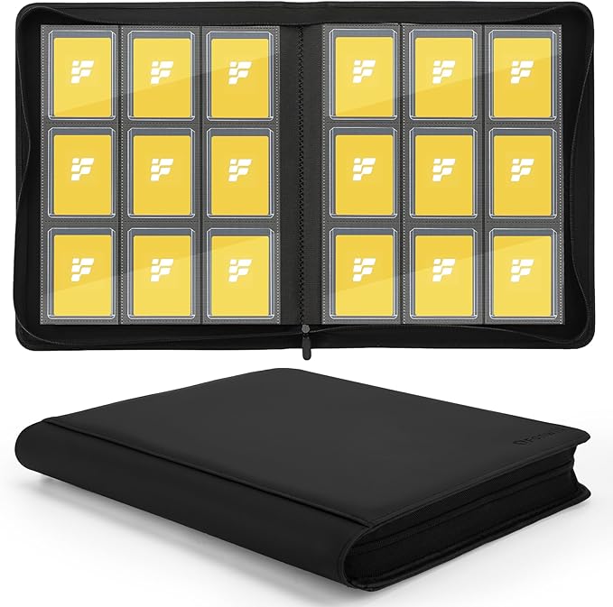 Top Loader Binder for Cards (Clear Window), Holds 288 Cards in 3"x4" Toploaders, Trading Card Binder 9 Pocket for TCG, MTG, YGO, Game Cards, Sports Cards(Black 1)