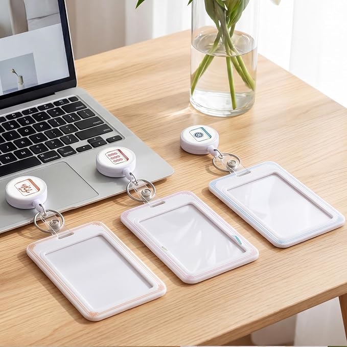 3 Set Badge Holder Retractable Reel ID Badge Holders with Clip Cute Name Badge Holders for Teacher Nurse Doctor Student Office Workers