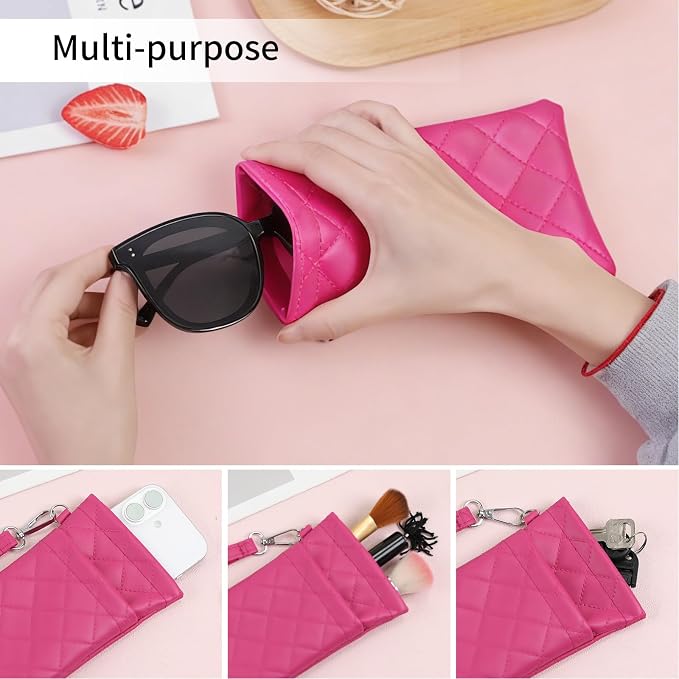 Double Eyeglass Case Soft Dual Glasses Case for Women Men Travel Squeeze Top Sunglasses Cases Eyeglasses Pouch