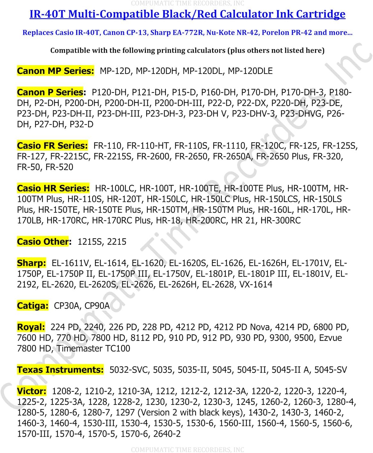 (2 Pack) Sharp EL-1611V EL-1750V EL-1801V Calculator Ink Roller, Black/Red Ink EA772R Compatible Also Fits Casio IR-40T HR-170RC HR-200RC HR-300RC Canon CP13 P23-DHV-3 Catiga CP30A CP90A and More