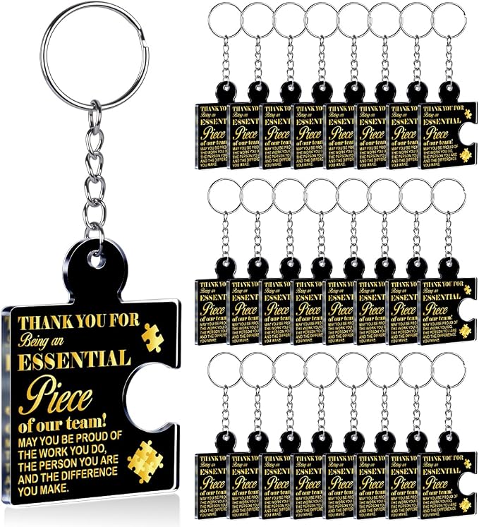 Team Appreciation Gifts Bulk Thank You Keychains for Coworkers | Gift Set for Employee, Staff, Teachers, Teamwork Puzzle Piece Keyring, Acrylic