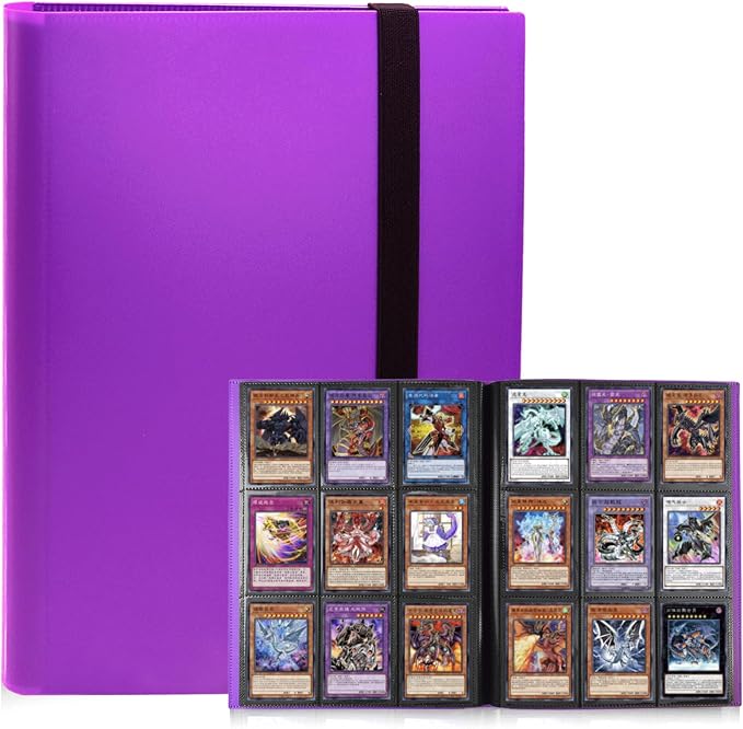 Trading Card Binder 9 Pocket, 360 Card Waterproof Folder with Side Loading Sleeves, Sturdy Card Collection Album for MTG, TCG, Game Cards & Sports Cards (1, Purple)