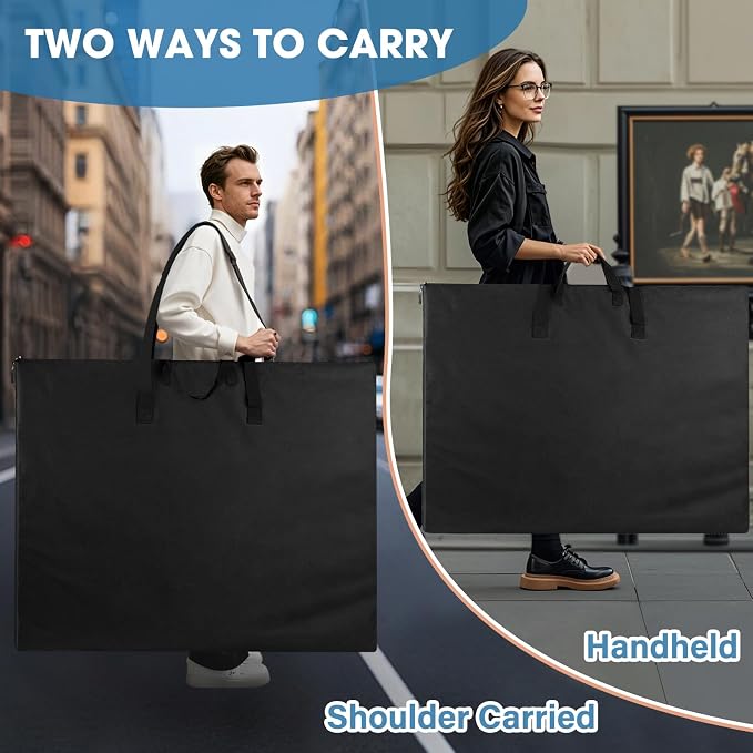 ZKOO 20 x 26 Inch Art Portfolio Bag, Big Art Portfolio Case Light Weight Waterproof Poster Board Storage Bag, Artistic Collection Tote for Artwork, Poster, Sketch Drawing, Canvas (20"*26"-Black)