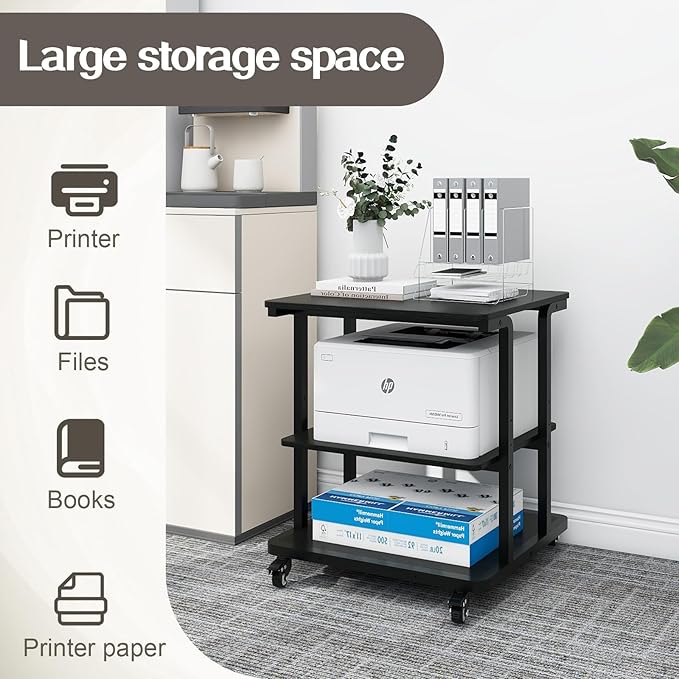 Natwind Printer Table Platform,3 Tier, Black