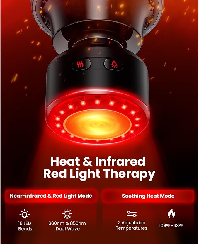 BOB AND BRAD A2 Ultra Massage Gun with Red Light Infrared Heat Head, FSA Eligible/HSA Eligible, Pro Percussion Massage Gun Deep Tissue for Fast Pain Relief, Handheld Sore Muscle Massager for Back Leg