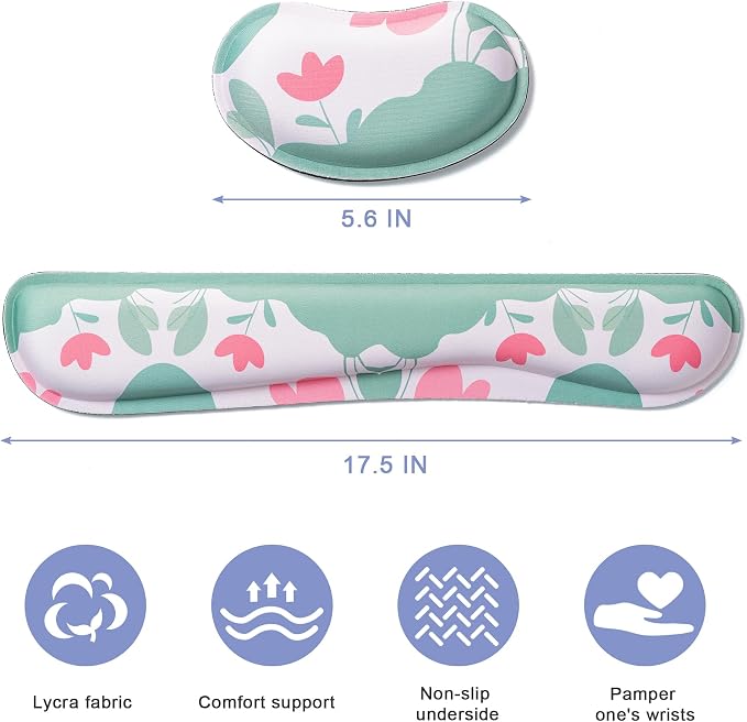 Keyboard Wrist Rest,Ergonomic Wrist Support for Keyboard,Flowers Style | Computer Wrist Rest,Superfine Fabric and Gel Memory Foam Wrist Pad,Easy Typing&Pain Relief,Suitable for Office,Family
