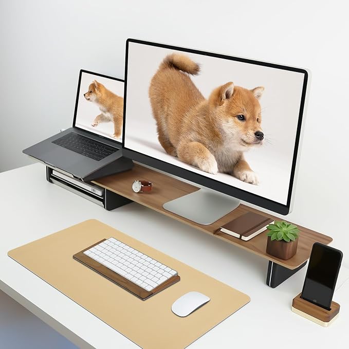 Leather Desk Pad Mat, Latte Desk Mat, 23.6" x 13.7" | Non-slip and Waterproof Computer Mat, Desk Protector for Office/Home, Desk Accessories