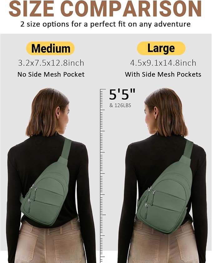 Tuwubi Crossbody Bags for Women, Sling Bag for Men | Small Hiking Backpack Shoulder Bag Lightweight for Outdoors Travel