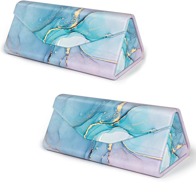 Sunglasses Case, Foldable Glasses Case, Magnetic PU Leather Hard Shell Folding Eyeglass Holder Box, Collapsible Unisex