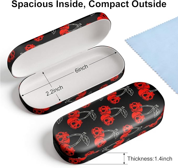 Hard Shell Leather Sunglasses Case,Classic Fashionable Cute Large Glasses Case for Women Men,Sunglass Eyeglasses