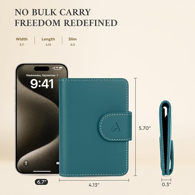 ALLIVE Rfid Passport Holder for Travel Women & Men, Passport Cover Wallet with AirTag Hidden, Genuine Leather Passport Holder Essential for Business Travel, Airport Security (Lake Blue)