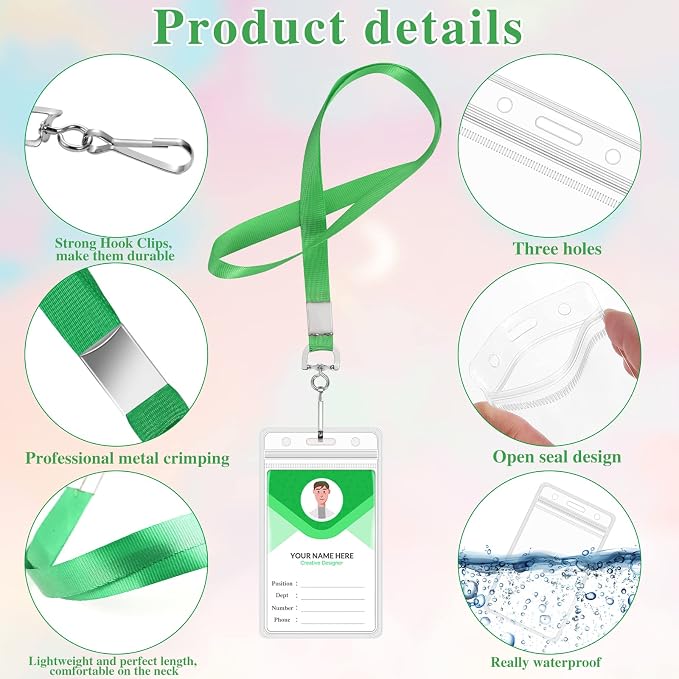 48 Pack Lanyards for ID Badges Cruise Lanyard for Ship Cards with Waterproof ID Badge Holder Cruise Essentials 2026 (12 Colors)
