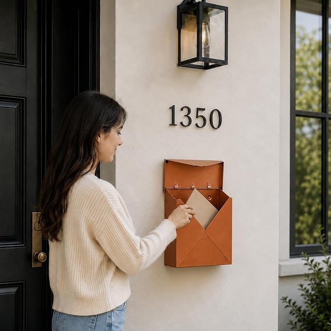 NACH Mailboxes for Outside Wall Mount, 10 x 10 x 4 inch Antique Copper Mail Boxes for House Outside, Waterproof Mailboxes for Outside - Chicago Style Mail Box