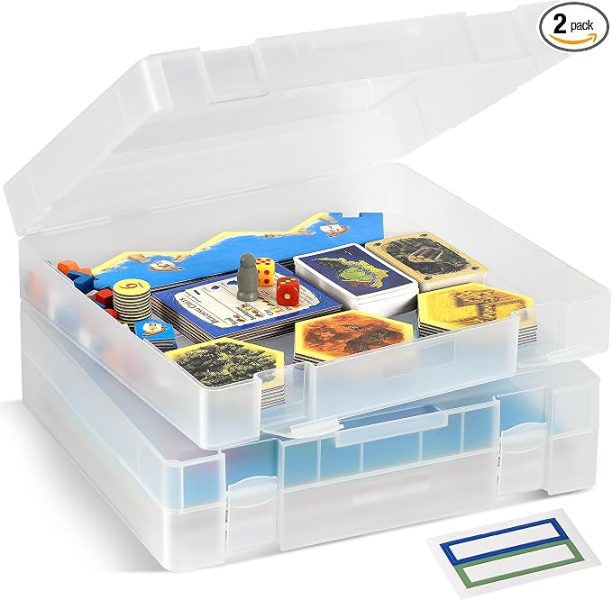 2-Pack Art and Craft Organizers and Storage Case – Thick Tall Transparent Stackable Plastic Craft Storage Containers, Project Organizer Paper Box Fits 8.5 x 11 Inch Papers & More, 12.4 x 10.8 x 3.1 In