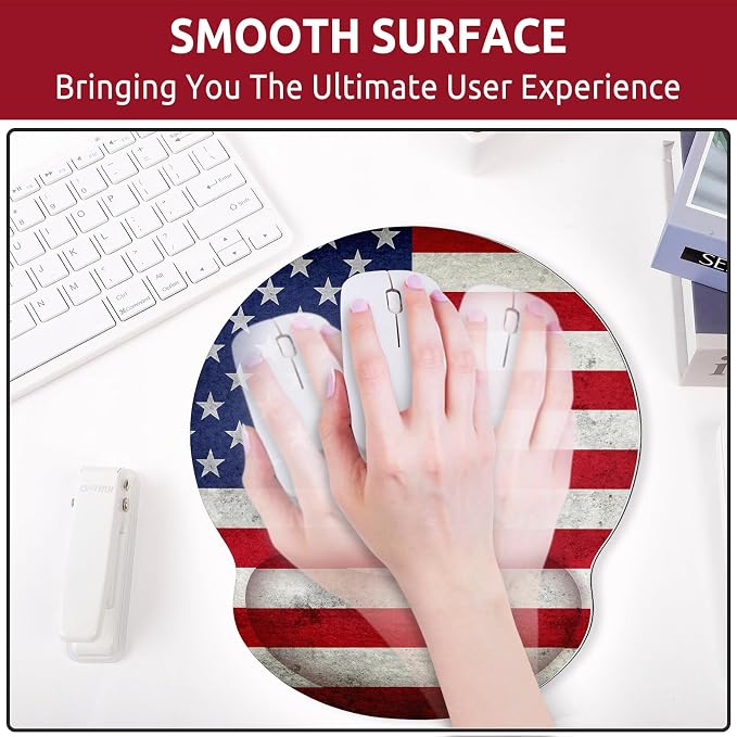 KONVINIT Ergonomic Mouse Pad with Wrist Rest, Small Mousepad with Non-Slip Rubber Base and Smooth Surface, Beach Mouse Pads for Desk, Office Desk Accessories
