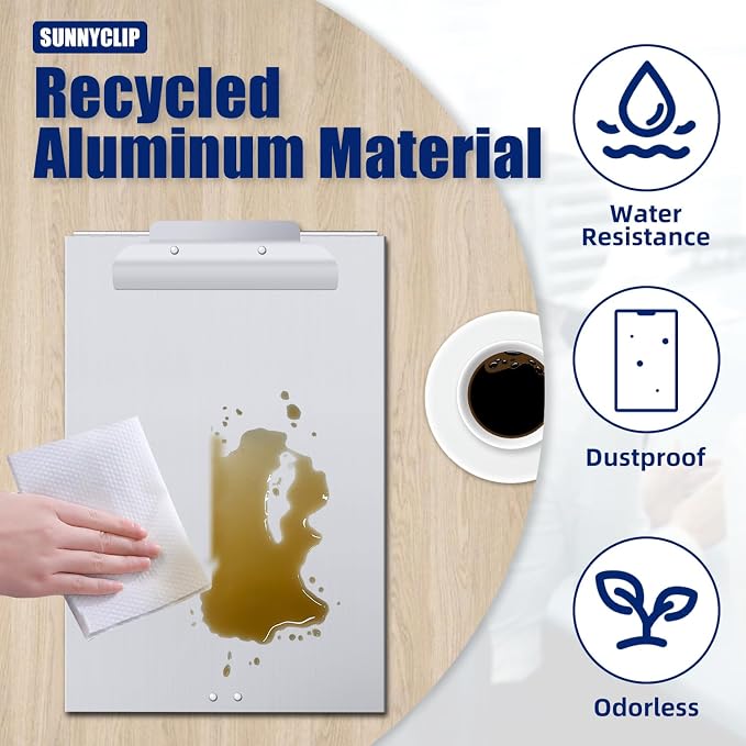 Metal Clipboard with Storage, Letter Size Form Holder Portfolio Aluminum Metal Binder with High Capacity Clip Posse Box - Surface for Legal Size Paper, for Office Business Professionals Stationer