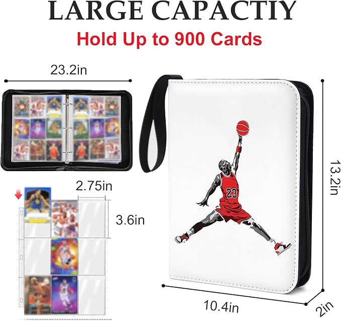 900 Pockets Basketball Card Binder,Basketball Trading Cards Holder Card Collectors Album,Waterproof Card Storage Book with Removable Sleeves,Compatible with Basketball Cards 2024-25 Sports Cards
