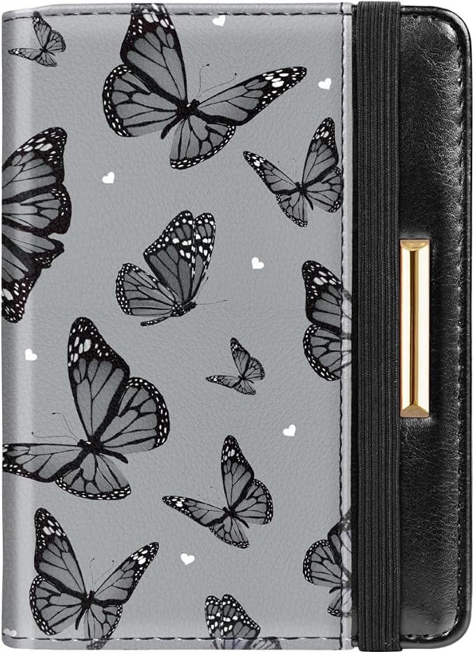 Coco Rossi Passport Holder for Travel Women Slim RFID Passport Cover Wallet | Travel Essentials, Passport Book Holders, Passport Wallet Cover Case, PU Leather, Cute, Thin, Spliced Design, Black Butterfly