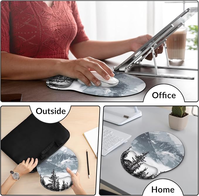 KONVINIT Ergonomic Mouse Pad with Wrist Rest, Small Mousepad with Non-Slip Rubber Base and Smooth Surface, Grey Mouse Pads for Desk, Office Desk Accessories