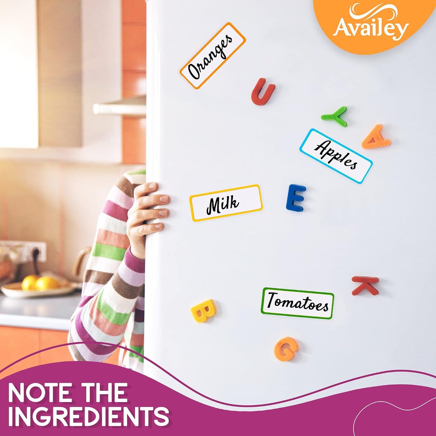 Availey 48 Pieces (3.2 x 1.2") - Colored Border Magnetic Dry Erase Labels - Reusable Strips for Classroom Home Office Garage Refrigerator Blank Writable Erasable Cards Name Tags Students Locker Shelf