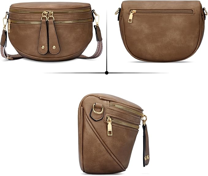 KKXIU Crossbody Bags for Women Vegan Leather Travel Bum Bag | Trendy Fanny Waist Pack | Shoulder Purse with Adjustable Strap