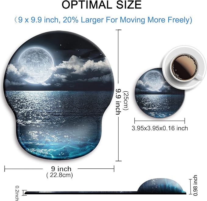 Ergonomic Mouse Pad with Wrist Rest Support,Gel Mouse Pads for Desk | Big Mousepad With Coaster Non-slip & Pain Relief for Computer, Home&Office Desk Decor