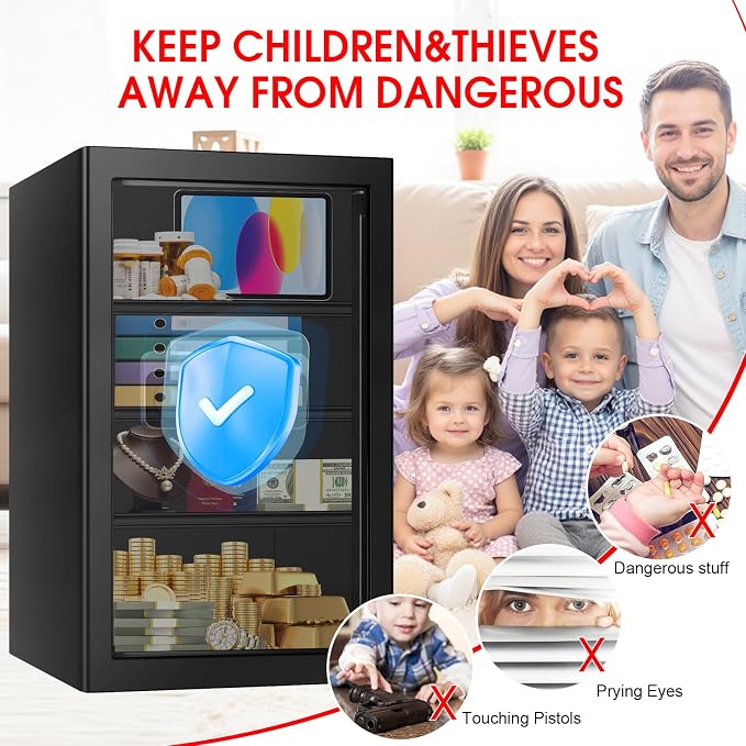 5.2 Cuft Large Floor Safe, Heavy Duty Fire Proof Safes for Home Use with Digital Keypad, Removable Shelves and Alarm System, Anti-theft Home Safe for Documents Money