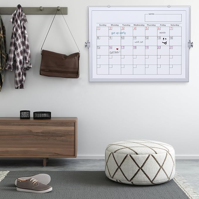 Dry Erase White Board,16X12IN Magnetic Desktop Whiteboard Calendar | Whiteboard 8 Markers, 4 Magnets, 1 Eraser, Portable Double-Sided White Board Easel for Kids Memo to Do List Desk
