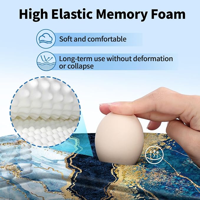 YIWEI Ergonomic Mouse Pad with Wrist Rest for Carpal Tunnel Pain Relief | Memory Foam Wrist Support,Non-Slip Rubber Base, Keyboard Computer Mousepad,Lycra Cloth Surface,Gaming Home Office