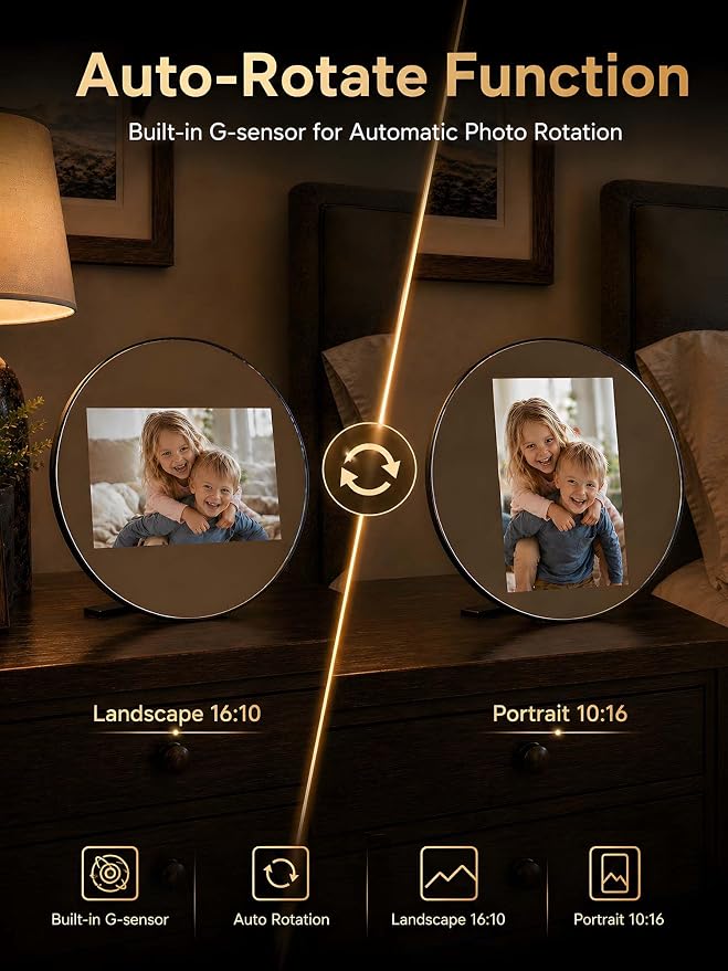 Frameo Digital Picture Frame WiFi Calendar 10.1" Mirror 3-in-1 Touchscreen Photo Frame, Auto-Synced Calendar, Share Photos & Videos via App, 32GB Wall/Tabletop for Parents Grandparents Home Gifts
