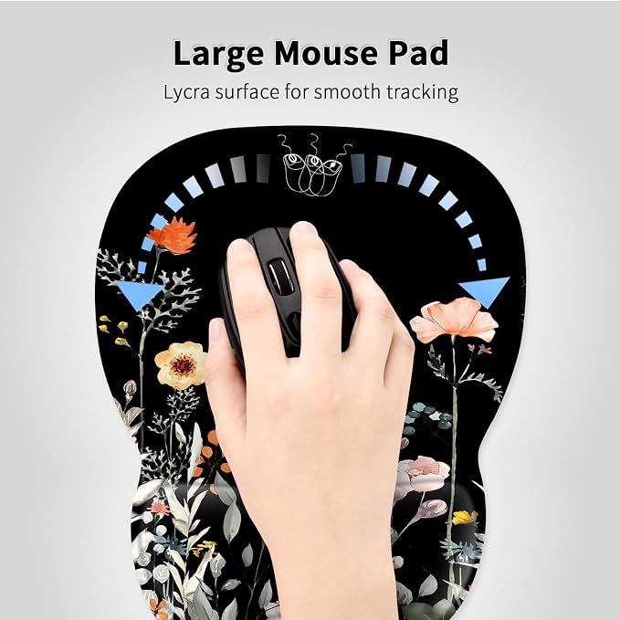EooCoo Ergonomic Mouse Pad with Wrist Rest, Memory Foam Support Mousepad | Non-Slip Base for Computer, Cafe, Home & Office, 9.64 x 8.26 in Office Desk Accessories, Carpal Tunnel Relief
