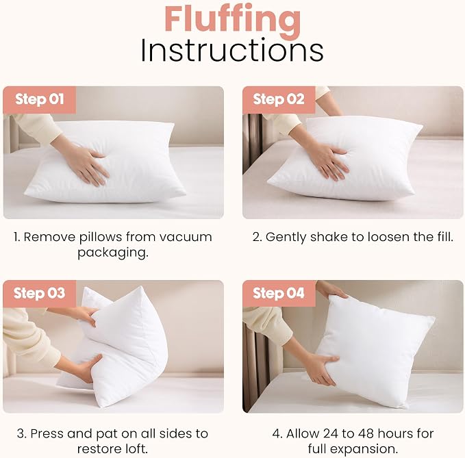Utopia Bedding 17x17 Pillow Inserts, White Throw Pillows for Couch, 2 Pack | Indoor cushion inserts for bed, sofa & couch, Supportive & fluffy decorative pillows for everyday comfort, Set of 2, White