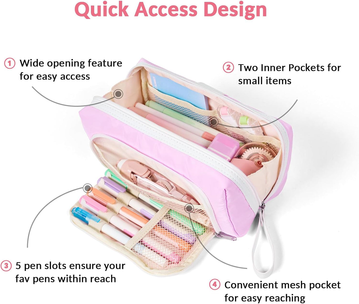Sooez Big Capacity Pencil Case, Extra Large Pencil Pouch with Zipper Pocket, Wide Opening Pencil Bag, Portable Stationery Organizer, Cute Aesthetic School Office Supplies for Teens Girls Adults, Black