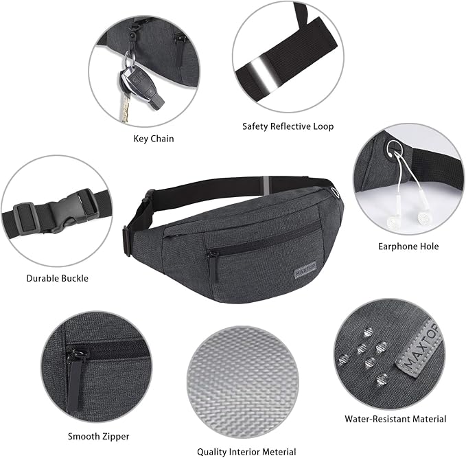 Small Crossbody Fanny Pack Women Men Shoulder Sling Bag Carrying All Phones | 4-Zipper Pockets,Polyester,Versatile,Gifts for Enjoy Sports Festival Workout Traveling Running Casual Hands-Free Waist Pack