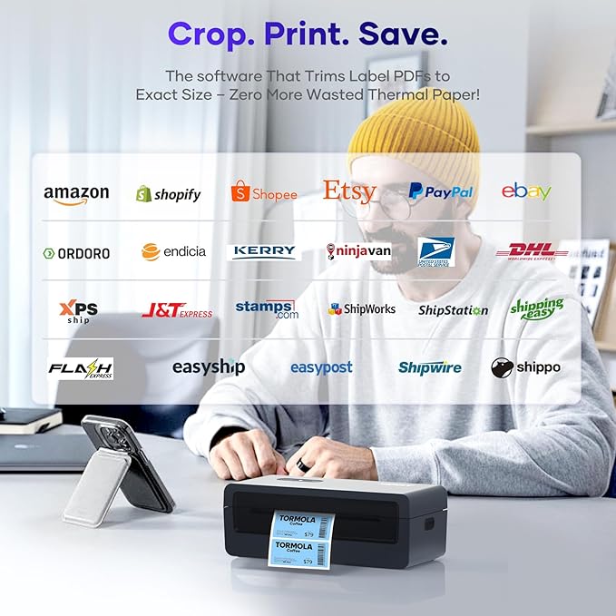 iDPRT Shipping Label Printer 4x6 Bluetooth Thermal Label Printer for Small Business and Shipping Package, Support Android, iPhone, Windows, macOS, Widely Used for Amazon, Shopify, Ebay