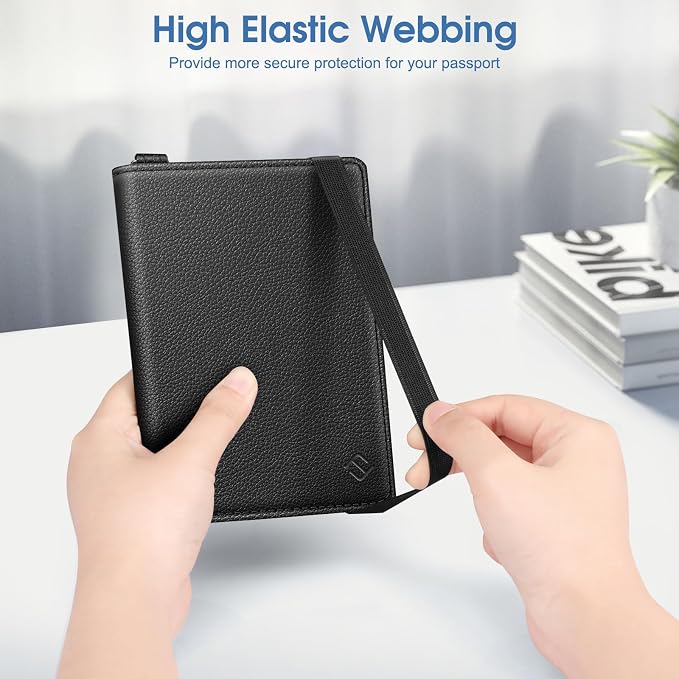FINTIE Passport Holder with Airtag Holder, Slim Travel Wallet | RFID Blocking Passport Cover Protector Essentials with Credit Card Slots, Women/Men
