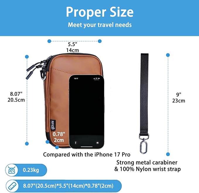Lagre family passport holder for 4 passport wallet for travel passport cover rfid blocking for women waterproof wallet with zipper airtag passport case for men multiple passport bag (BROWN)