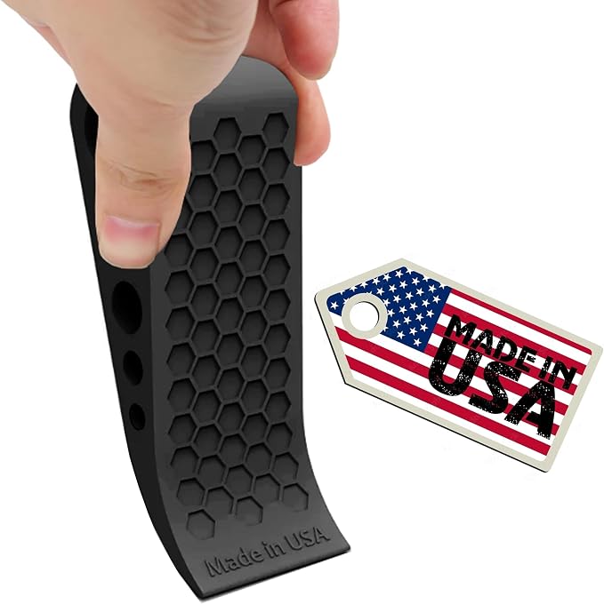 Door Stoppers for Bottom of Door Premium Floor Rubber Door Stop Wedge Made in USA Heavy Duty Honeycomb Design for Carpet, Tile, Ideal for Home, School, Commercial, Black 6 Pack