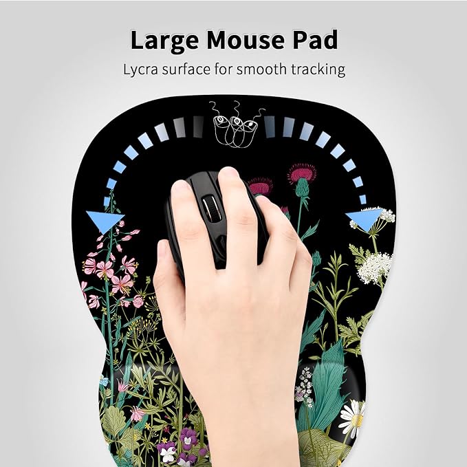 EooCoo Ergonomic Mouse Pad with Wrist Rest, Memory Foam Support Mousepad | Non-Slip Base for Computer, Cafe, Home & Office, 9.64 x 8.26 in Office Desk Accessories, Carpal Tunnel Relief