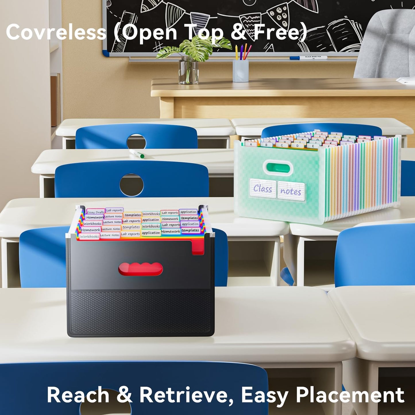 ThinkTex 26 Pockets Expanding File Folder, Upright & Coverless, A-Z Colorful Tabs, Larger Capacity Accordion Folder, Letter/A4 Size for School, Home and Office