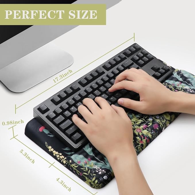 Ergonomic Keyboard Stand with Wrist Rest, Computer Wrist Support Pad | Comfy Tilted Keyboard Riser Holder Wrist Pad for Pain Relief, Soft Memory Foam Desk Cushion for Office Home