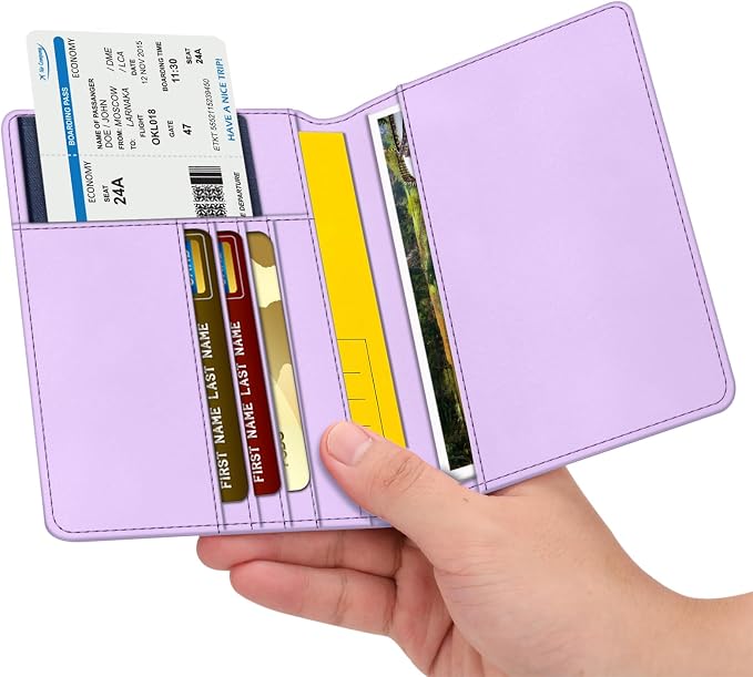 FINTIE Passport Holder, Slim Travel Wallet RFID Blocking Card Case Cover | Passport Cover Protector Essentials with Credit Card Slots, For Women/Men