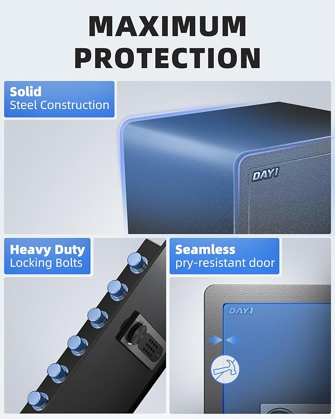 DAYI Safe Box, 4.0 Cubic Feet Home Safes with Fireproof Bag, Digital Keypad, Dual Alarm Security Safe for Money, Documents, Ideal for Office Use - D-70