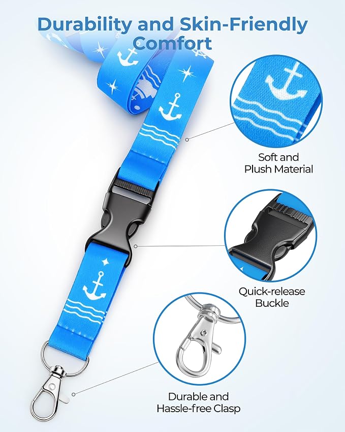 Cruise Lanyard for Ship Cards, 5 Pack Cruise Ship Lanyards with Waterproof ID Badge Holders & Detachable Buckle, Cruise Essentials 2026 for Carnival, Royal Caribbean, MSC, NCL