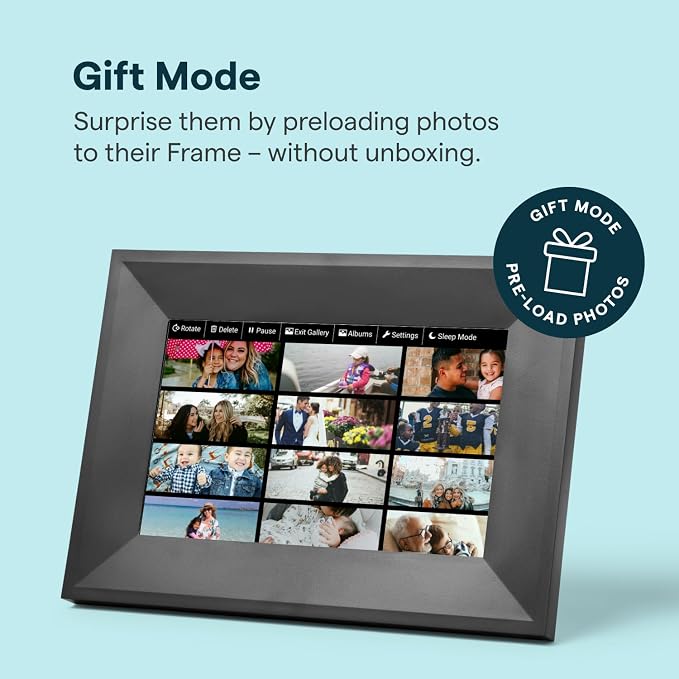 Skylight Digital Picture Frame 2 – 10" Full HD Wi-Fi Touch Screen, 16GB Digital Photo Frame, Load Photos & Videos Directly from Phone, Anti-Glare – Ideal for Personalized Gifting, Black