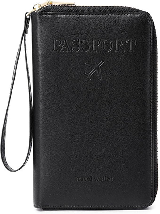 Passport Holder for Travel Women and Men RFID Blocking Passport Holder with Zipper Multi-functional Passport Wallet Passport Case Passport cover Travel Essentials