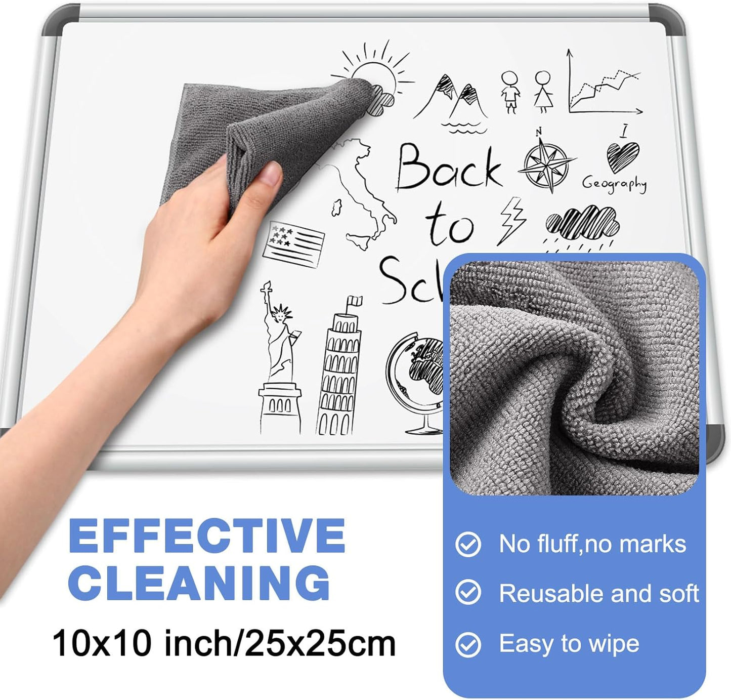 6 Pack Whiteboard Cleaner Spray 8.5oz Dry Erase Board Cleaner with 4 Cloths Non Toxic Dry Erase Cleaner Removes Stubborn Marks from Whiteboards