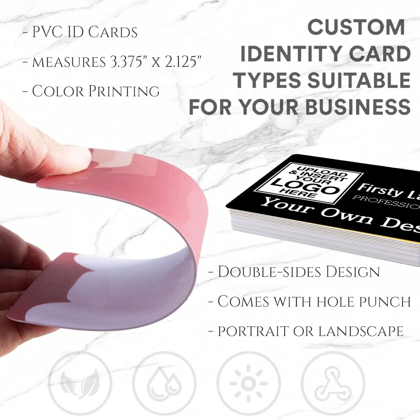 Custom Id Badge, Personalized Employee Photo Identification Card with Lanyard, Durable ID Card for Office Worker Doctor Nurse Student-Vertical-Template14